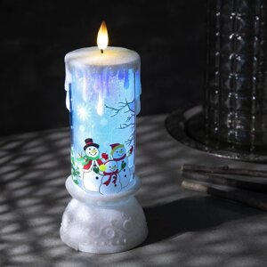 Светодиодная фигура «Свеча со снеговиком» 10 23 10 см, пластик, батарейки ААх3 (не в комплекте), свечение RGB