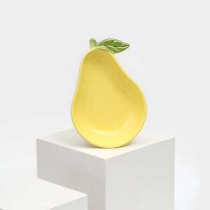 Тарелка керамическая "Груша", глубокая, желтая, 20,5 см, 1 сорт, Иран