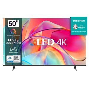 Телевизор hisense 50E7kq, 50", 3840x2160, DVB-T2/C/S2, HDMI 3, USB 2, smart TV, чёрный