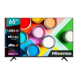 Телевизор hisense 65A6k, 65", 3840x2160, DVB-T/T2/C/S2, HDMI 3, USB 2, smart TV, чёрный