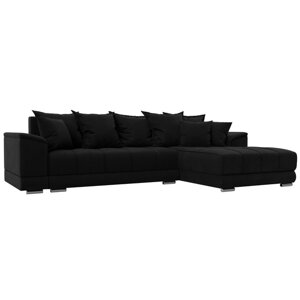 Угловой диван «НордСтар», правый угол, механизм еврокнижка, ППУ, микровельвет, чёрный