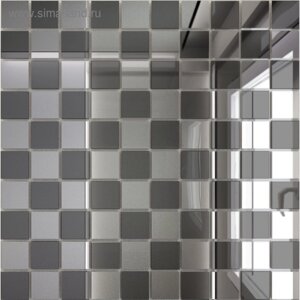 Зеркальная мозаика «Серебро»50%Графит»50%с чипом 25х25 мм