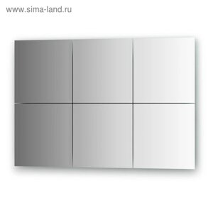 Зеркальная плитка с фацетом 15 мм, комплект 6 шт квадрат 25 х 25 см, серебро Evoform