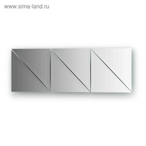 Зеркальная плитка с фацетом 15 мм, комплект 6 шт треугольник 20 х 20 см, серебро Evoform