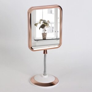 Зеркало настольное, на гибкой ножке, двустороннее, с увеличением, зеркальная поверхность 12,5 16 см, цвет медный/белый