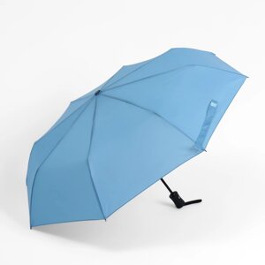 Зонт автоматический «Однотонный», эпонж, 3 сложения, 8 спиц, R = 47 см, цвет голубой