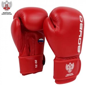 Боксерские перчатки BoyBo Titan Red, одобрены Федерацией бокса России, 12 oz