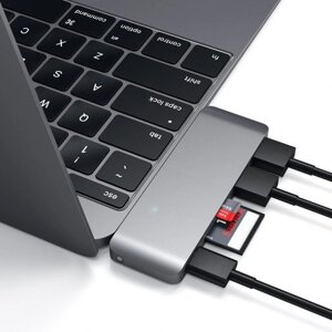 Хаб Satechi Type-C Pass-through USB HUB для Macbook 12" Серый ST-TCUPM