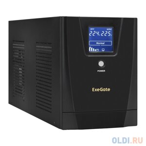 Ибп exegate specialpro smart LLB-3000. LCD. AVR. 2SH. 4C13. RJ. USB 3000VA/1800W, LCD, AVR,2*schuko+4*C13, RJ45/11, USB, металлический корпус, black