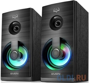 Колонки SVEN SPS-512 2.0 чёрные (2x3W, USB, RGB подсветка, дерево)