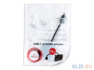 Переходник USB cablexpert A-CM-HDMIF-01, USB type-C/HDMI, 15см, пакет