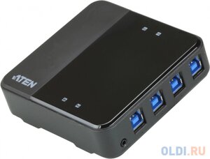 Переключатель Aten US434-AT USB, 4 ПК 4 устройства, 4 USB B-тип 4 USB A-тип, Male Female, со шнурами A-B 2х1.2м. 2х1.8м. для подкл. к уп