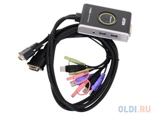 Переключатель KVM ATEN (CS682-AT) KVM+Audio, 1 user USB+DVI-D = 2 cpu USB+DVI-D, со встр. шнурами USB+Audio 2x1.2м., 1920x1200, настол., исп. стандарт.
