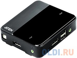 Переключатель KVM ATEN CS782DP-AT KVM+audio+USB 2.0, 1 user USB+displayport+AUDIO = 2 cpu USB+displayport+AUDIO, со шнурами USB/AUDIO 2х1.8м. dis