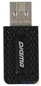 Сетевой адаптер Wi-Fi Digma DWA-AC1300C AC1300 USB 3.0 (ант. внутр.) 1ант. (упак. 1шт)