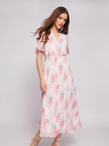 Шифоновое платье с цветочным принтом и люрексом