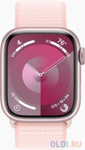 Смарт-часы Apple Watch Series 9 A2978 41мм OLED корп. розовый Sport Loop рем. светло-розовый разм. брасл. 130-200мм (MR953LL/A)