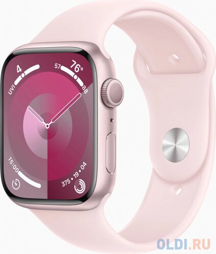 Смарт-часы Apple Watch Series 9 A2980 45мм корп. розовый Sport Band рем. светло-розовый разм. брасл. M/L (MR9H3ZP/A)
