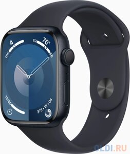 Смарт-часы Apple Watch Series 9 A2980 45мм OLED корп. темная ночь рем. темная ночь разм. брасл. M/L (MR9A3LL/A)