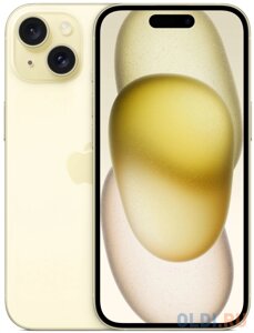 Смартфон Apple A3092 iPhone 15 128Gb желтый моноблок 3G 4G 2Sim 6.1 1179x2556 iOS 17 48Mpix 802.11 a/b/g/n/ac/ax NFC GPS Protect