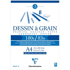Блокнот для черчения Clairefontaine "Dessin a Grain" А4 30 л 180 г цвет белый
