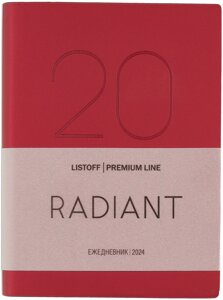 Ежедневник дат. 2024г. А6 176л Radiant красный, иск. кожа, интегр. переплет, покрытие Soft Touch, тонир. блок, офсет, ляссе