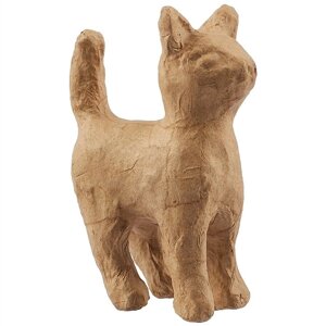 Фигурка из папье-маше объемная Кошка хвост вверх, 5х12х11,5
