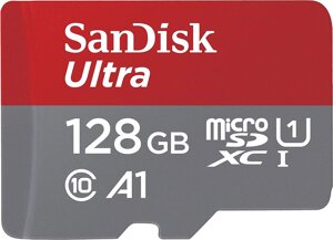 Карта памяти Sandisk Ultra microSDXC 128 ГБ красный/черный