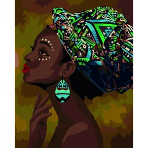 Картина по номерам на холсте ТРИ СОВЫ "Африканская красавица", 40х50 см, с акриловыми красками и кис
