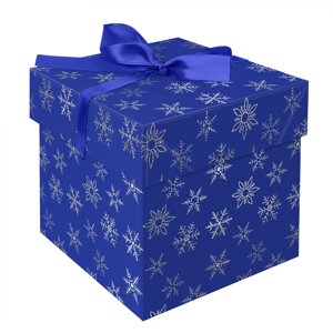 Коробка складная подарочная MESHU "Snowflakes", 15*15*15 см, с лентой, отд. фольгой