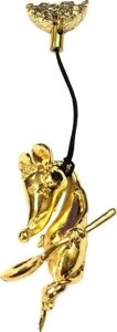 Магнит-фигурка Мышь на веревке с ложкой, металл, цв. золото