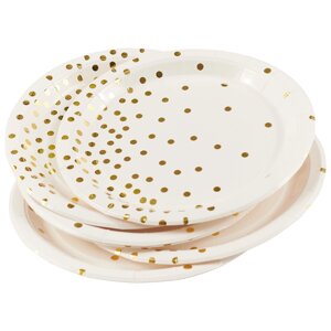 Набор бумажных тарелок «Золотые кружочки на белом фоне», 6 штук, 18 см