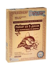 Набор для детского творчества Набор из 5 досок для выжигания по дереву Подарок своми руками! Маме, бабушке, сестре, подруге!01732) (4 доски с рисунками, 1 без рисунка) (Выжигание по дереву) (6+коробка)