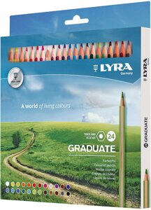 Набор гексагональных карандашей цветных Lyra "Graduate" 24 цв, в картонной упаковке