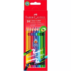 Набор карандашей цветных Faber-castell "Grip-2001" 10 цв с ластиками в картоне