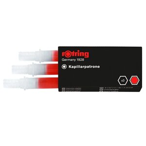 Набор картриджей для рапидографа Rotring 3 шт, красный