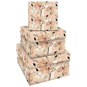Набор квадратных коробок 3в1, MESHU "Floral mood"19,5*19,5*11-15,5*15,5*9см)