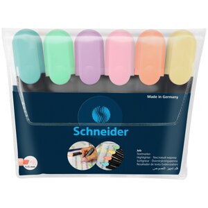 Набор текстовыделителей Schneider "Job" 6 цв, 1-5 мм, пастельные ассорти, прозрачный чехол