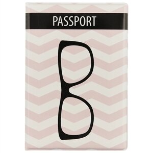 Обложка на паспорт «Зигзаг розовый с очками»