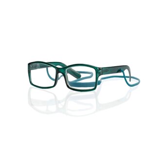 Очки корригирующие для чтения глянцевые зеленые пластик со шнурком +2,0