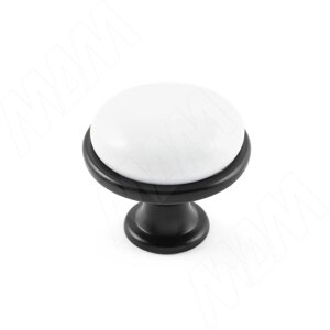 Ручка-кнопка D28мм черный матовый/керамика (KH. 30. BLM)