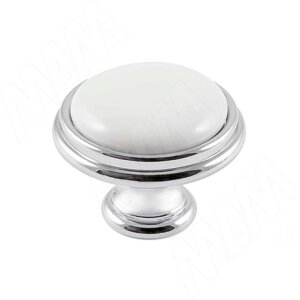 Ручка-кнопка D35мм хром/керамика белая (WPO. P77.00.00. CLG)