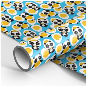 Упаковочная бумага глянцевая MESHU "Cute pandas" 70*100 см, 90 г