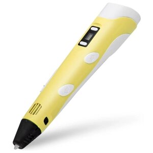 3D ручка «3D Pen-2» поколение с дисплеем (3Д ручка ПЭН 2) желтый,3 пластика, подставка и зарядка