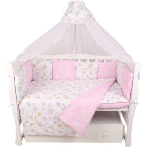 Amarobaby Комплект в кроватку Premium Мышата в облаках (7 предметов) розовый
