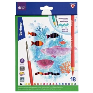 Berlingo Карандаши акварельные SuperSoft Рыбки, 18 цветов (SSA1718)