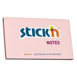 Блок самоклеящийся бумажный Stick`n 21154 76x127мм 100лист. 70г/м2 пастель розовый (12 шт. в упаковке)