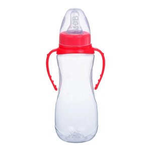 Бутылочка для кормления детская приталенная, с ручками, 250 мл, от 0 мес., цвет красный
