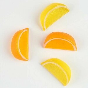 Фигурка для поделок и декора Дольки апельсин, лимон, набор 4 шт, размер 1 шт. 5 х 2,3 х 3 см