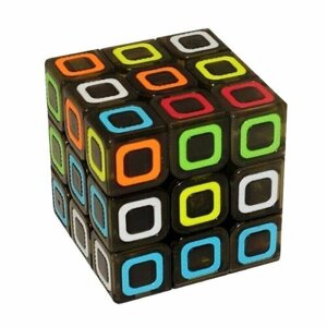 Головоломка "Кубик-рубик" Квадрат 3х3 грани, черный с цветными вставками 5,5см
